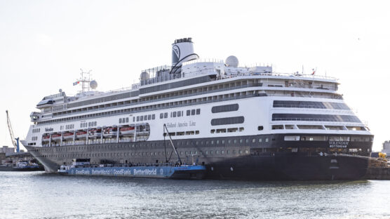 Holland America Line's Volendam cruise ship being bunkered with biofuel in Rotterdam.